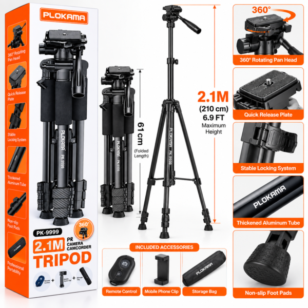 Plokama PK-9999 2.1m professional camera tripod Pakistan